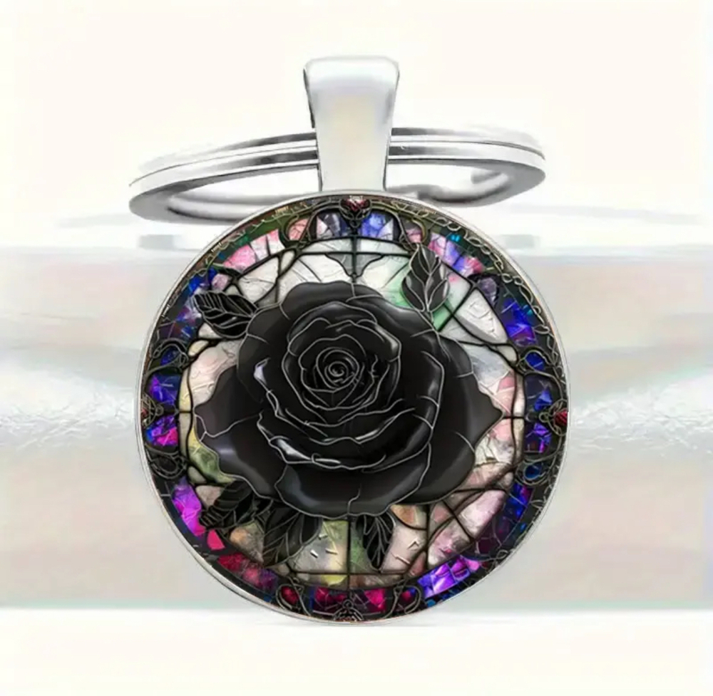 3/$25 Black Rose Keychain NEW